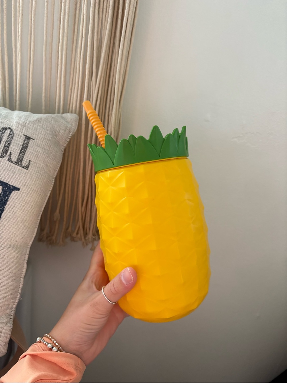 Tropical Pineapple Tumbler Cup with Straw - Yellow & Green